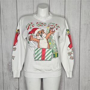 VTG 1990 Double Sided Crewneck Christmas HO HO HO Sweater, size Large